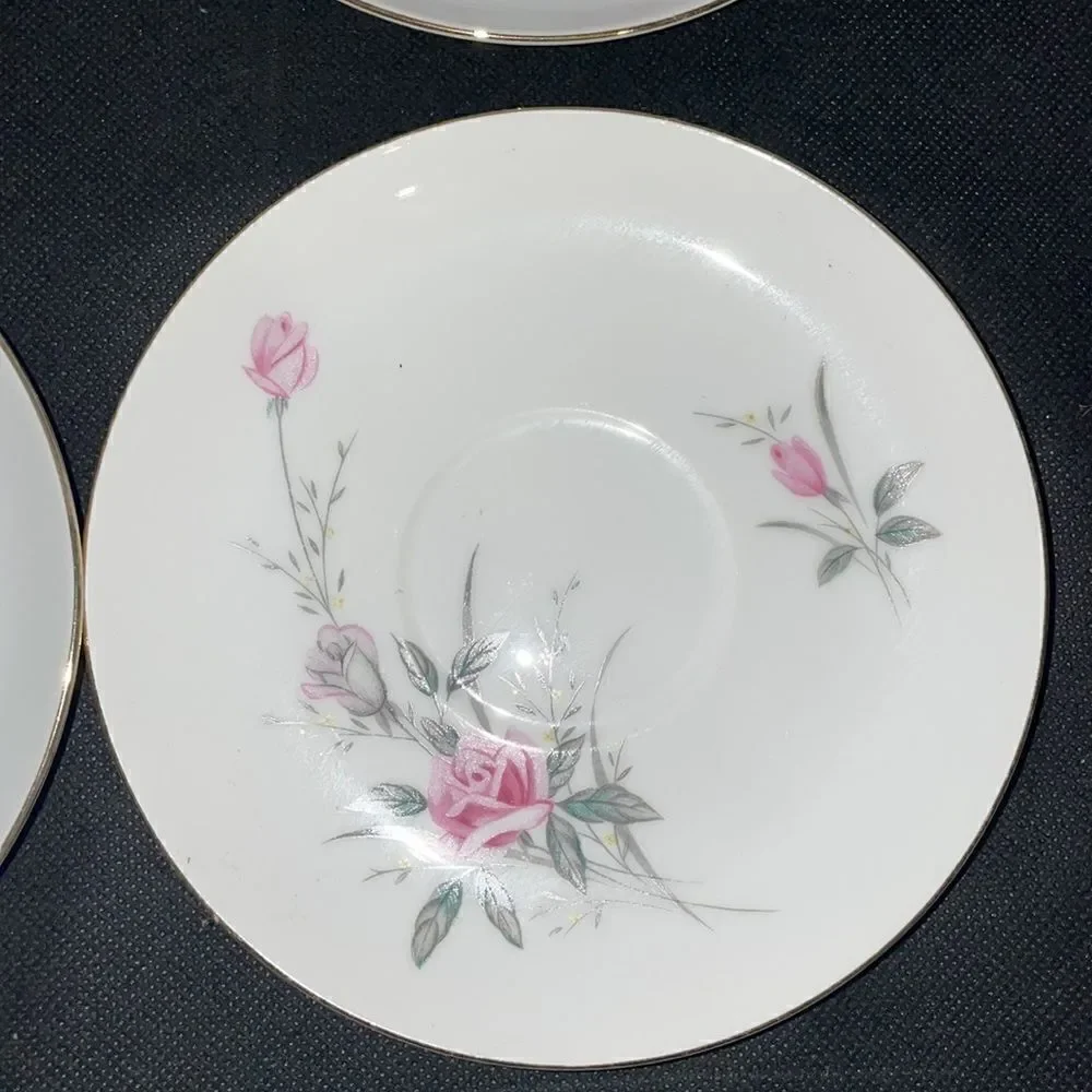 8 set golden rose fine china teacups and saucers